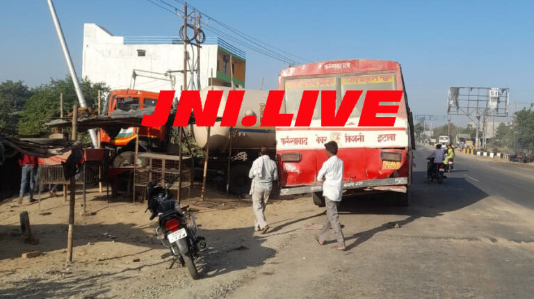 रोडबेज बस व गैस भरे टेंकर में भीषण भिंडत, बड़ा हादसा टला