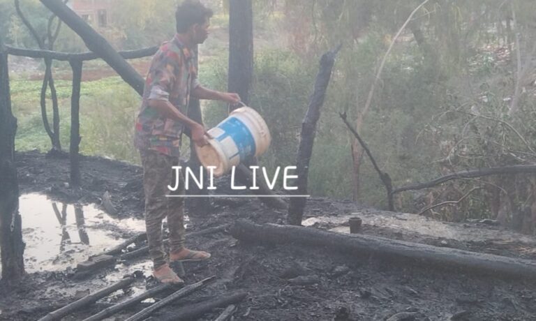 झोपड़ी में आग लगने से घरेलू सामान राख