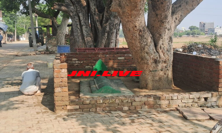 पीडब्लूडी की सड़क के फुटपाथ पर बनी मजार, पुलिस ने काम रोंका