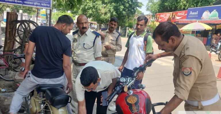 मोडिफाइड साइलेंसर व प्रेशर हार्न के खिलाफ अभियान,तीन ट्रक सीज, 96 हजार का जुर्माना