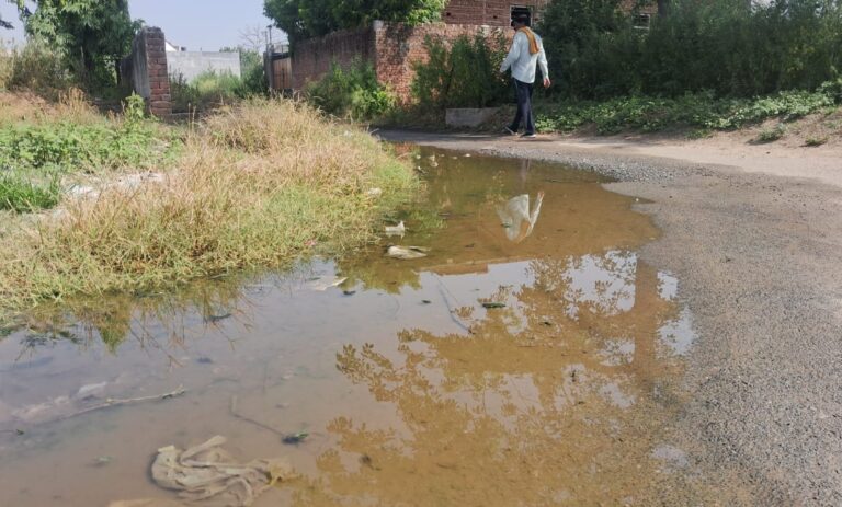 नलकूप विभाग की बड़ी लापरवाही, हजारों लीटर पानी होता बर्बाद , सड़क बनी तालाब