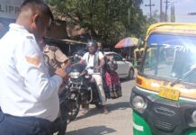 अवैध टेंपो स्टैंड पर यातायात पुलिस का चला चाबुक
